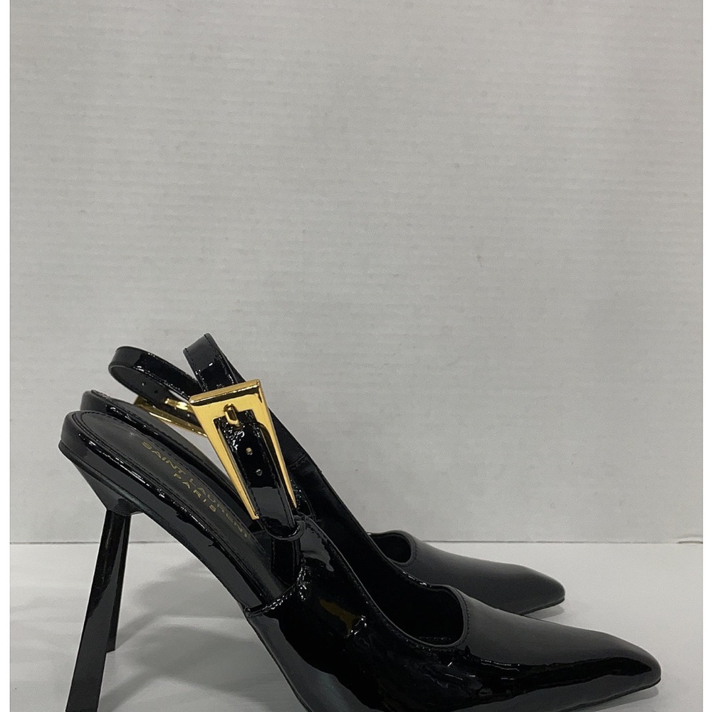 Saint Laurent Lee Black Patent Leather Stiletto Heels - Picture 7 of 9